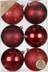 thumbnail of 6 Weihnachtskugeln Kunststoff 8cm bruchsicher & mit Glitzer Muster Christbaumkugeln Weihnachtsbaum Deko Weihnachtsbaumkugeln Christbaumschmuck Weinrot