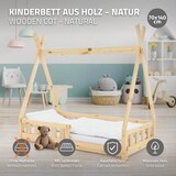 thumbnail of ML-Design Kinderbett Tipi 70 × 140 cm Natur – Kiefernholz, mit Rausfallschutz & Lattenrost, Hausbett mit Zaun/Bodenbett