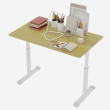 thumbnail of Schreibtisch höhenverstellbar 90x100x60 cm Holz mit Handkurbel, Metallgestell, kompakt für Homeoffice und Arbeitszimmer