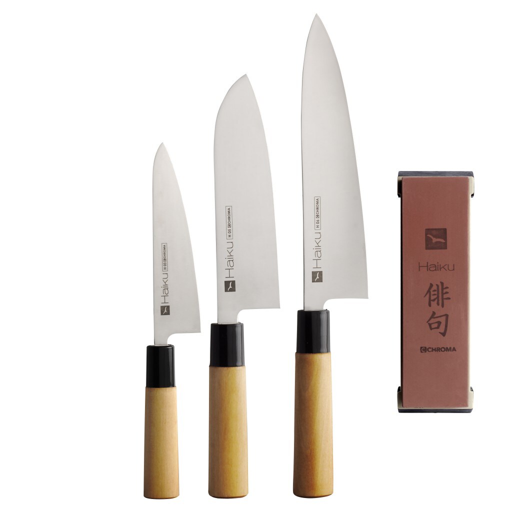 Chroma Haiku Profi Starter Set: 3 Messer + Schleifstein