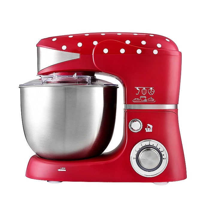 Efbe-Schott Küchenmaschine 5L Rührgerät Edelstahlschüssel 1000W Rot/Weiß NEU*55300