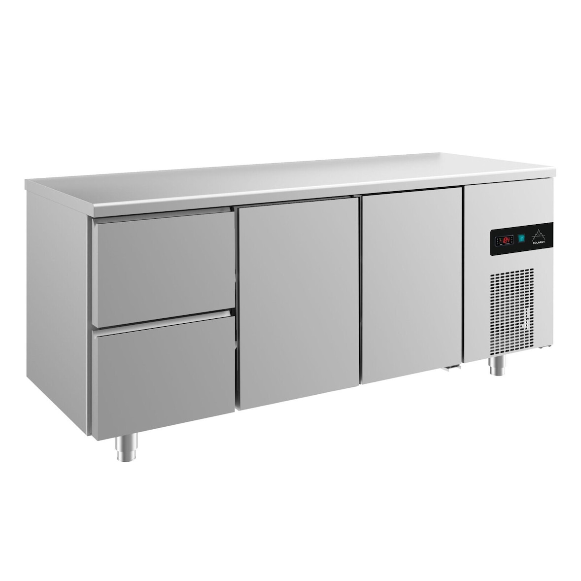 Gastro Edelstahl Kühltisch 2 Türen 2 Schubladen(links) 1865x700x850mm -2/+8°C 474L