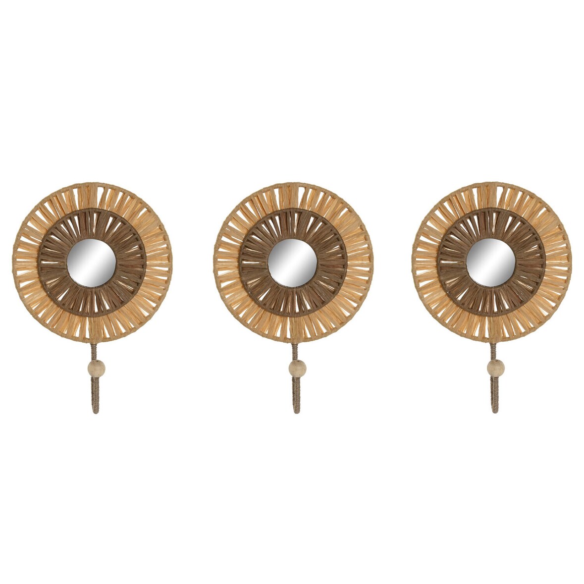 perchero pared set 3 rafia metal 16x6x20 natural