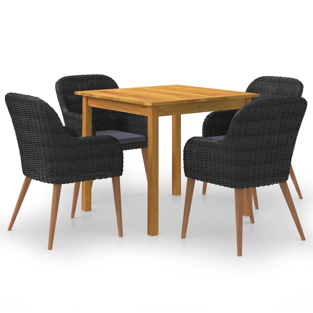 Helloshop26 - Juego de comedor de jardín exterior negro de 5 piezas 02_0013865