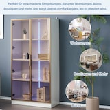 thumbnail of Glasvitrinenschrank 80x40x160 cm mit LED-Beleuchtung, verstellbaren Regalen, Doppelöffnung, modernes Design, braunes Glas,weiß für Wohnzimmer und Büro