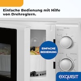 thumbnail of Exquisit Mikrowelle 20L, 700 Watt, 25,5cm Drehteller, 5 Leistungsstufen, Timer, Auftaufunktion, 2 Drehregler, MW 802 silber