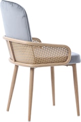thumbnail of Esszimmerstuhl 2er Set 90x43x42 cm in Grau Samt Polsterstuhl im Rattan Design mit Metallbeinen Holzoptik belastbar bis 150 kg