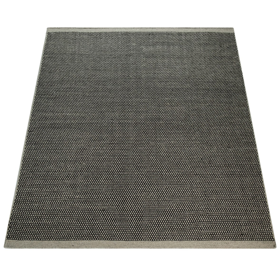 Teppich Kurzflor Webmuster meliert Wohnzimmer schmutzabweisend Grau Rechteckig 60x110 | 80% Wolle, 20% Baumwolle | Florhöhe: 8 mm | nur Ausklopfbar