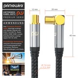 thumbnail of Primewire Antennenkabel gewinkelt mit Braiding - Koaxialkabel - Koax Kupplung 90° Winkel zu Stecker gerade - HDTV 75 Ohm - 3 m