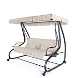 thumbnail of Dondolo 3 Posti Reclinabile Tettuccio Parasole Regolabile Cuscini Imbottiti Diventa Letto Struttura Robusta In Acciaio 200 x 120 x 160 cm Beige