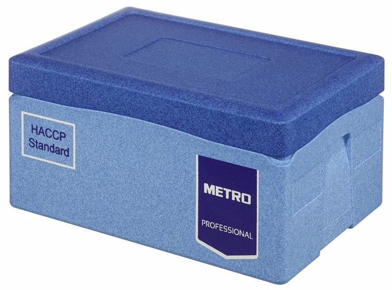 METRO Professional Thermobox GN 1/1, EPP, 40 L, Toplader, mit Kühlakku-Deckel und Kunststoffeinlage, blau