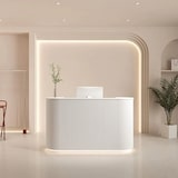 thumbnail of Empfangstresen mit Stauraum, vertikal gestreift, kleine Theke für Kosmetikstudios, Shops und Empfangshallen Weiß 140×60×100cm【B Tiaowen 140】