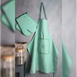 thumbnail of Benetton - 3-tlg. Set Schürze (Schürze + Ofenhandschuh + Topflappen) 100% Baumwolle 190Gsm Grün Rainbow Be
