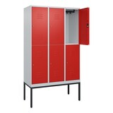 thumbnail of C+P Spind Classic PLUS, Gestell, 6 Abteile, HxBxT 212x120x50cm, Zylinderschloss, Hellgrau/Rot von PROREGAL