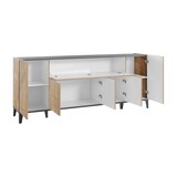 thumbnail of Web Furniture SUNRISE Sideboard Melaminico 200cm 4 Ante 1 Anta a Ribalta   Acero Pereira/Ardesia