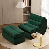 thumbnail of Sitzsack-Sessel aus Cord Grün 101x81x75 cm mit Fußhocker