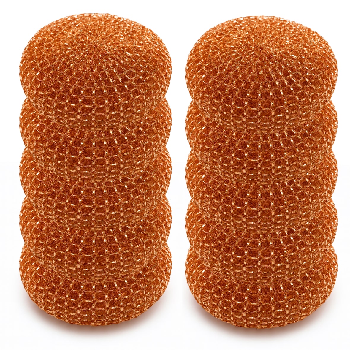 10er Set Kupfer Topfreiniger Verkupfert - Robuste Scheuerschwamm Kupferspirale Topfkratzer - 80mm Ø - Für Töpfe Pfannen Backbleche - Effektive