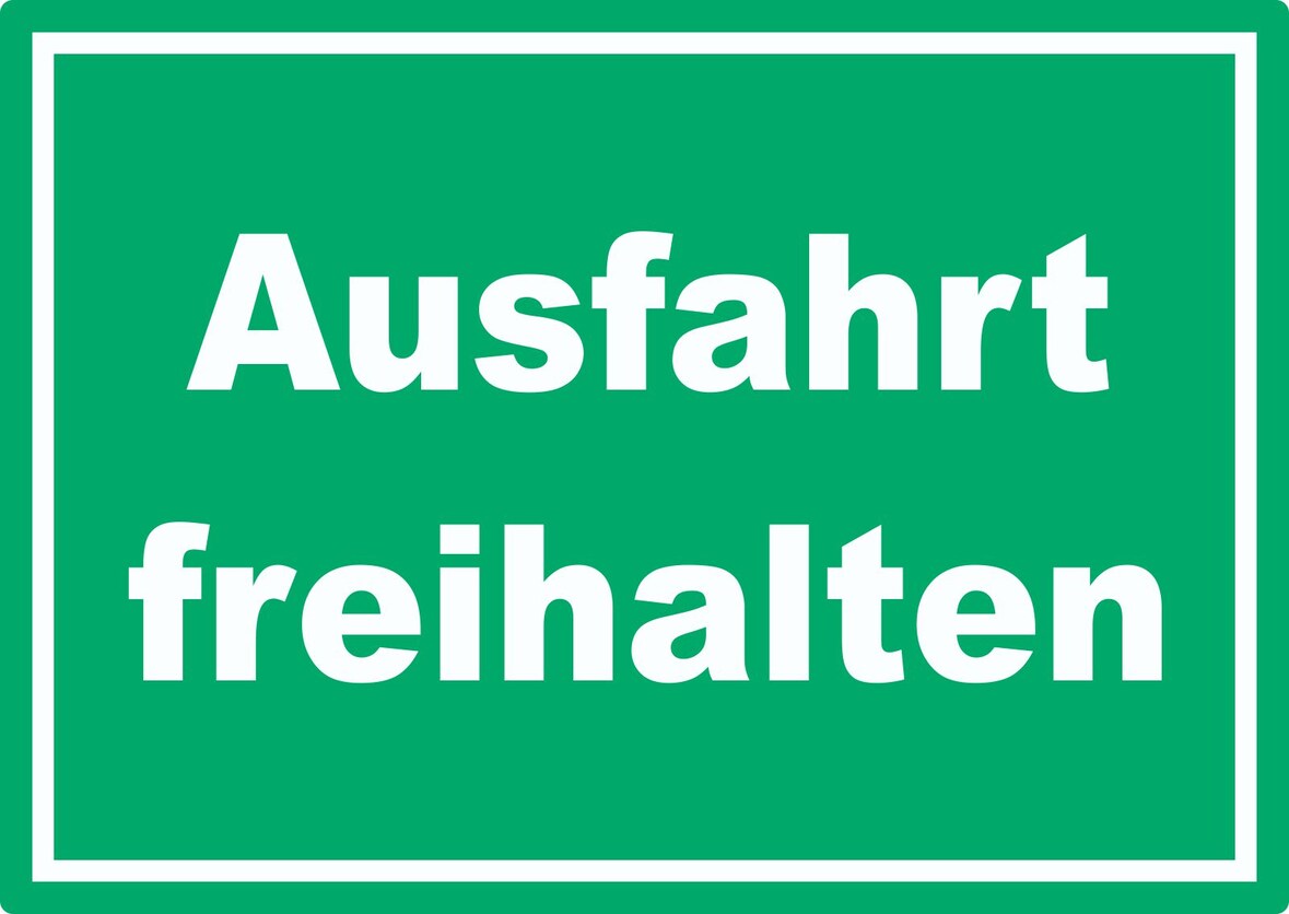 Ausfahrt freihalten Schild grün-weiß A1 Rückseite selbstklebend