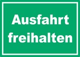 thumbnail of Ausfahrt freihalten Schild grün-weiß A1 Rückseite selbstklebend
