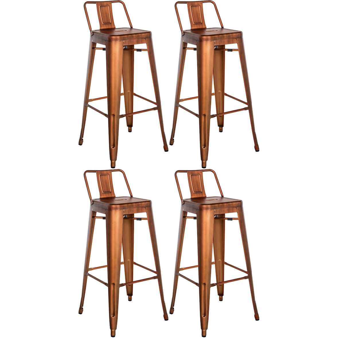 Set De 4 Taburetes Mason Metálicos Cobre