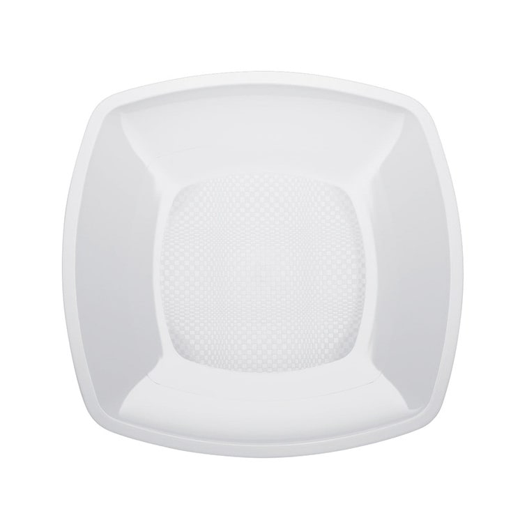 MONOUSO - Wiederverwendbare Robuste Teller PP Flach Quadratisch Weiß "Square" 18cm (15 Stück)