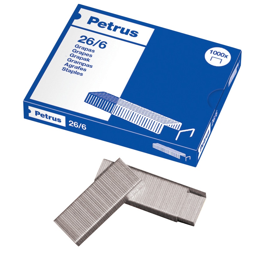 Grapas Petrus 26/6 (x1000) galvanizada. Pack de 20