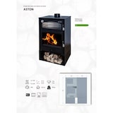 thumbnail of Estufa de leña con horno en inox ASTON 13.1 kW, calienta hasta 225 m³, con leñero y salida de 150 mm