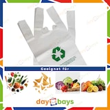thumbnail of DayBays 100 Stk. Hemdchentragetaschen 50 my 25+12x45 cm HDPE weiß geblockt, reissfest
