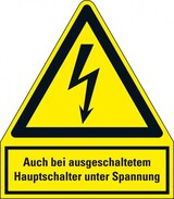 thumbnail of Aufkleber I Warn-Kombischild bei ausgeschaltetem Hauptschalter, RoHS konform, Folie, 100x120mm, ASR A1.3, DIN EN ISO 7010 W012