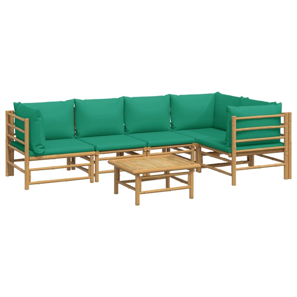Helloshop26 - Salon de jardin meuble d'extérieur ensemble de mobilier 6 pièces avec coussins vert bambou 02_0016955