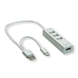 thumbnail of ROLINE USB 2.0 notebook hub, 4 poorten, type A+C aansluitkabel