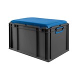 thumbnail of PROREGAL Eurobox NextGen Seat Box Blau, HxBxT 36,5x40x60cm, 65 Liter, Griffe geschlossen, Schwarz, Eurobehälter, Sitzbox, Transportbox