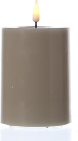 thumbnail of LED Kerze Mia Deluxe Echtwachs Wachsspiegel flackernd H: 10cm D: 7,5cm taupe