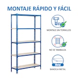 thumbnail of SimonRack Metallregal, 2000x1000x300 mm, 5 Ebenen, Metallboden, 180 kg Biegepunkt, Blau/Weiss - Simonclick