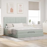 thumbnail of vidaXL Ottoman-Bett mit Matratzen Hellgrau 180x200 cm Samt