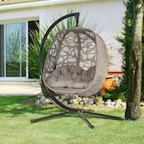 thumbnail of Outsunny Poltrona Suspensa com Suporte de Aço Poltrona Suspensa com Cesto Dobrável e Almofadas para Interior e Exterior 126x96x172cm Cor Areia