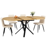 thumbnail of Ausziehbares Esstisch-Set MDF & Metall in Holzoptik, 100-140x100x75,5 cm, 1 Tisch + 4 Stühle