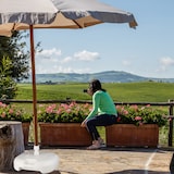 thumbnail of Relaxdays Sonnenschirmständer Kunststoff, befüllbar mit Wasser, Sand, Stockgrößen 25-32mm, 43x43 cm,hell-grau