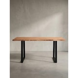 thumbnail of Esszimmertisch 180x90x76 cm Akazie Massivholz / Metall Esstisch Baumkante, Küchentisch Massiv mit Trapezbeinen in Schwarz, Holztisch Speisetisch