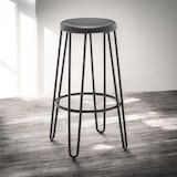 thumbnail of Lot de 4 tabourets hauts style industriel – Métal noir mat – Pieds épingle