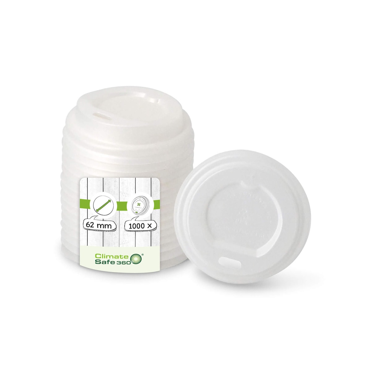 greenbox - CPLA-Deckel Ø 62 mm, weiß, Trinköffnung, 1000 St.
