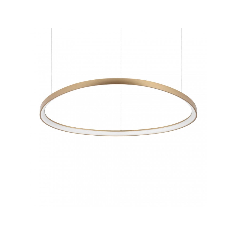 gemini sp d105 on-off 2700k, luminária de suspensão circular em alumínio dourado com luz led, ideal lux