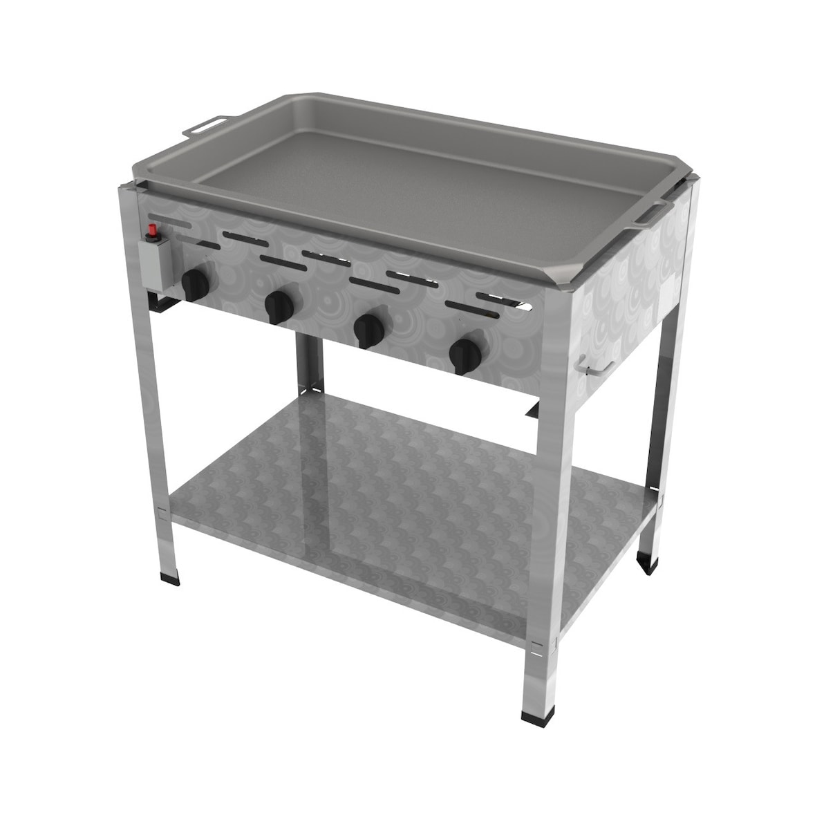 ChattenGlut Professional Gastrobräter 4-flammig Standgerät 14,7kW und Pfanne