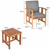 thumbnail of Conjunto de móveis para varanda COSTWAY de 3 peças, mesa lateral com 2 cadeiras, conjunto para varanda feito de madeira de acácia