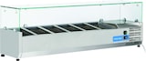 thumbnail of Edelstahl-Kühlvitrine für 6 GN1/4 Tabletts. Abmessungen cm 140x33,5x44h. Temperatur +2°C/+8°C. Kühlkopf VRX 14/33