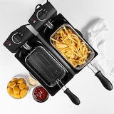 thumbnail of TRISTAR FR-6937 Freidora doble, capacidad 2 cubetas x 3 litros, 3600 W, 6 litros, Acero Inoxidable, 6 kg, doble termostato, Gris