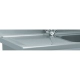 thumbnail of Tournus-aanrecht 1800x600x900mm met 2 wastafel van 500x500x250mm. Met 3-zijdige bekleding, opstaande rand van 100mm. Met kraan. 1 afdruipvlak rechts.