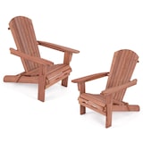 thumbnail of COSTWAY Sedia Adirondack pieghevole, set da 2, poltrone da giardino in legno con schienale alto e bracci larghi per giardino/terrazzo, portata 180 kg