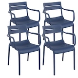 thumbnail of Lot de 4 fauteuils de terrasse en plastique bleu pacific
