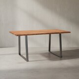 thumbnail of Küchentisch Massivholz Design | 140x80 cm Akazienholz mit Baumkante | Goldbraun-Chrom | Industriedesign | Tarn Kollektion | Kadima Design